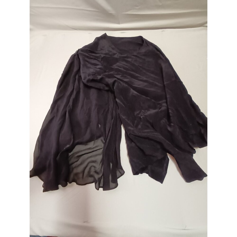 DONCASTER Collection Womens Black Silk Overlay Asymmetric Blouse Top New Sz 14M